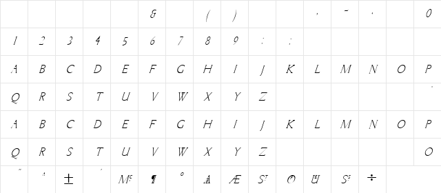 Lichtner Italic Character Map