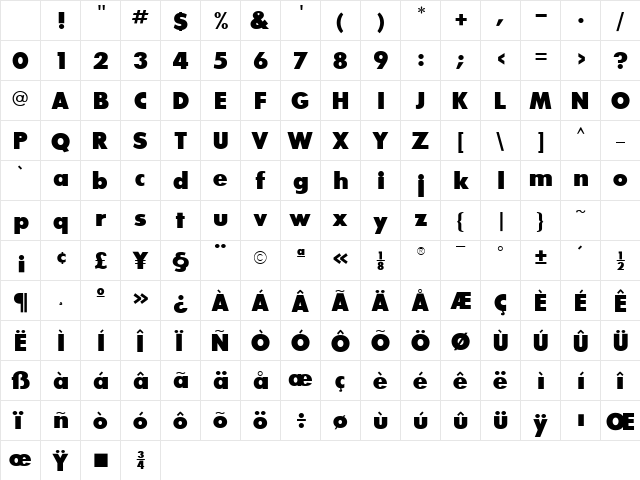 Bougan Black SSi Extra Bold Character Map Bougan Black SSi Extra Bold Character Map