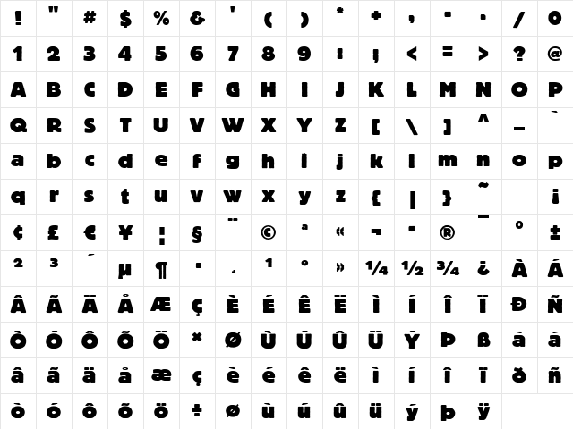 Boulder Bold Character Map Boulder Bold Character Map