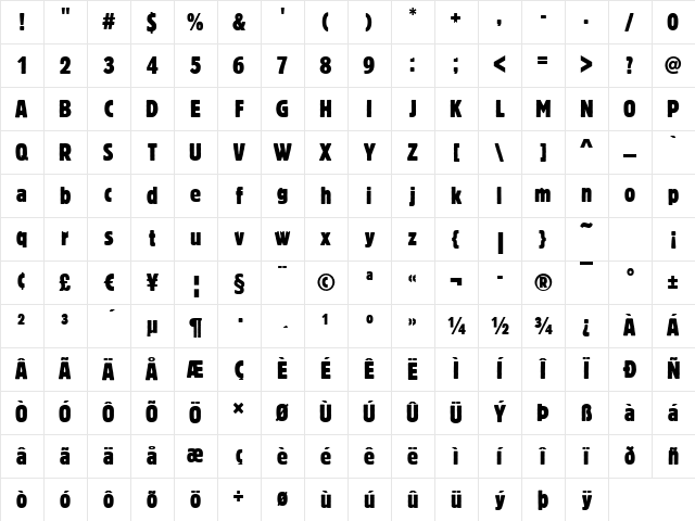 Boulder-Cd Regular Character Map