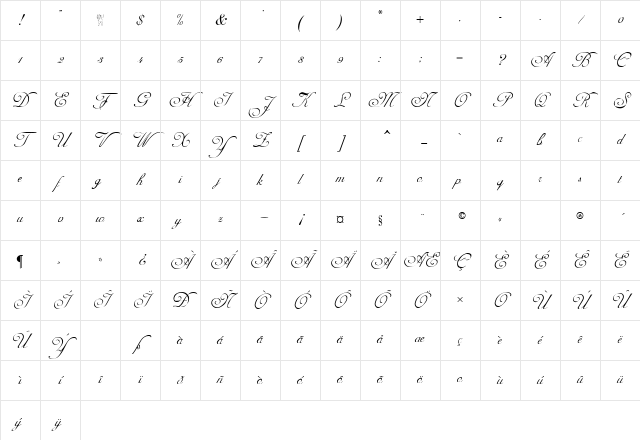 Adine Kirnberg Regular Character Map