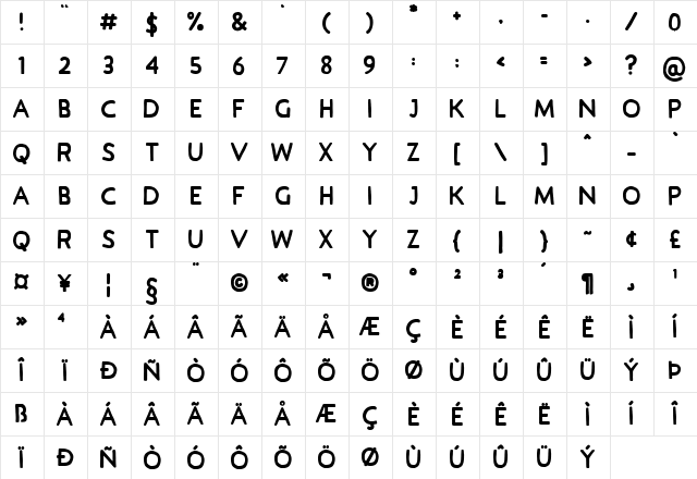 Bouncy Castle Bonus Bold Character Map