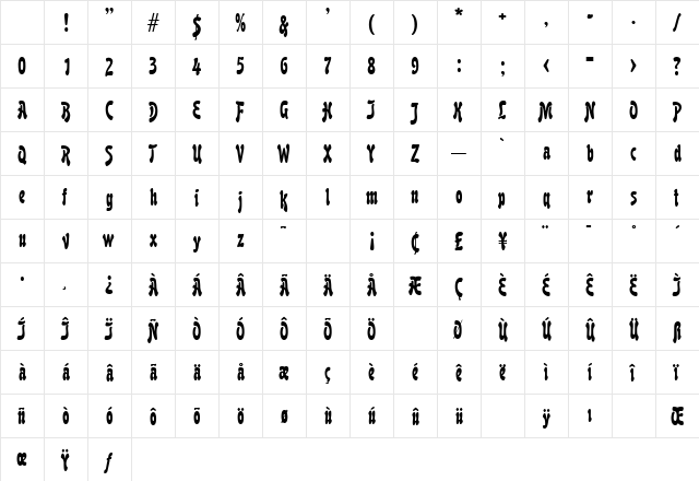 Boutique Regular Character Map Boutique Regular Character Map