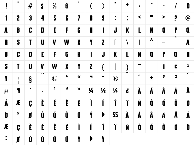 Bou Collegiate Regular Character Map