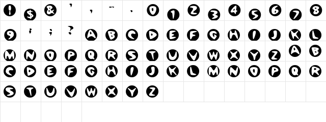 BowlORama Regular Character Map