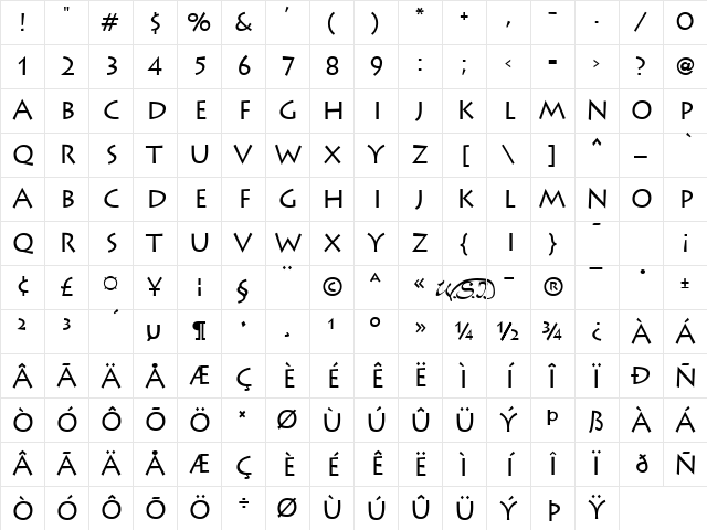 Liddie Regular Character Map