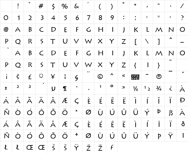 Liddie Regular Character Map Liddie Regular Character Map