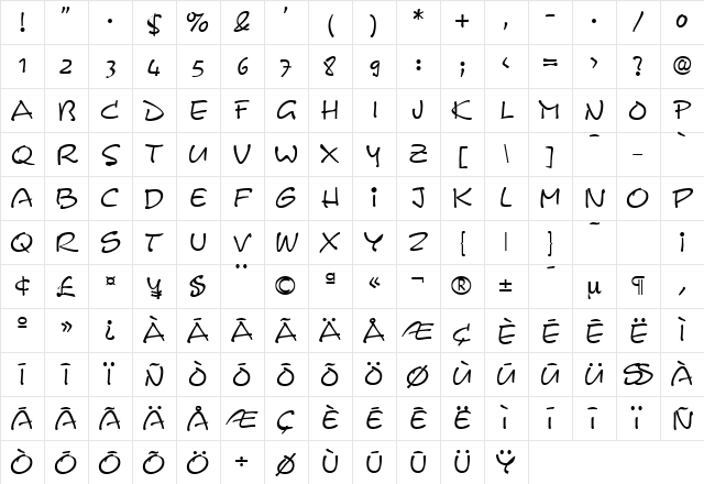 Leasterix-Regular Regular Character Map