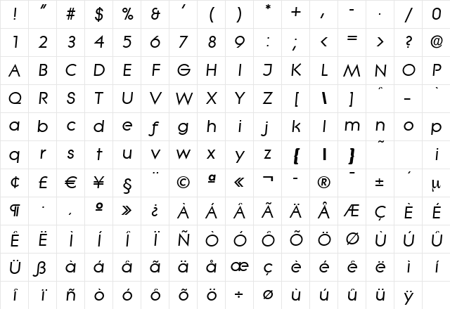 BradBecker Bold Italic Character Map BradBecker Bold Italic Character Map