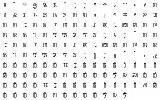 Braeside Outline Regular Character Map