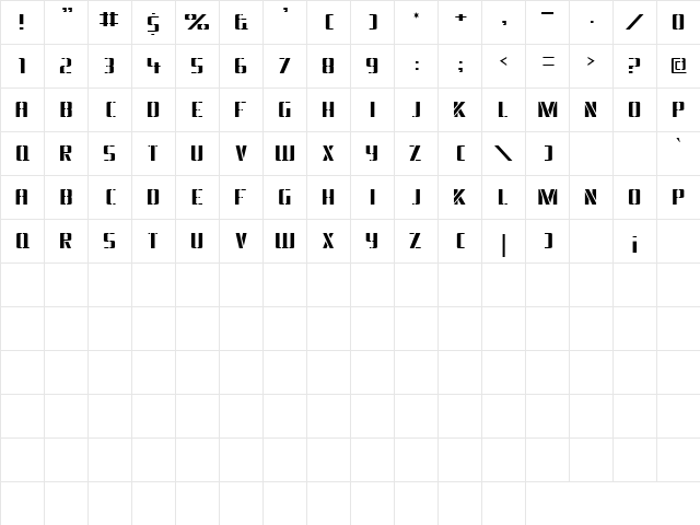 Braeside Lumberboy Regular Character Map