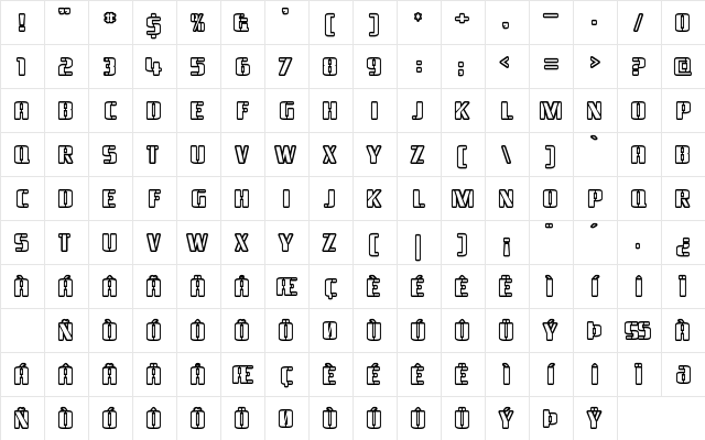 Braeside Outline Regular Character Map