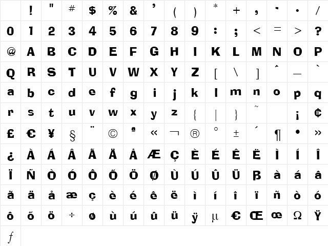 Adlib Regular Character Map Adlib Regular Character Map
