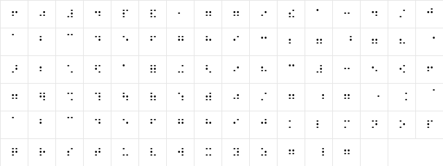 BraillePlainHC Regular Character Map BraillePlainHC Regular Character Map