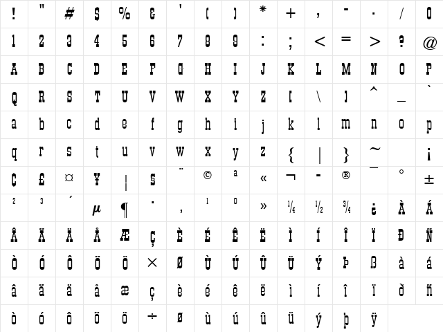 Branding Iron Regular Character Map Branding Iron Regular Character Map
