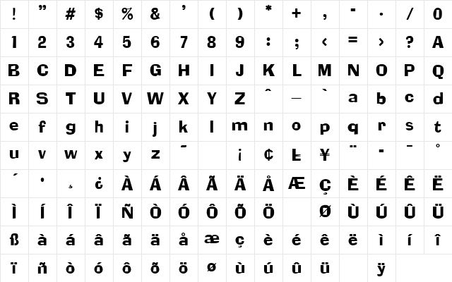 AdLib Regular Character Map