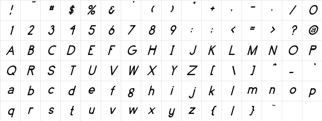 Brassfield-Ital Regular Character Map Brassfield-Ital Regular Character Map