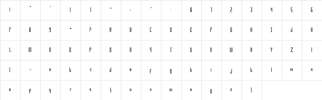 Bravado Block Thin Regular Character Map Bravado Block Thin Regular Character Map