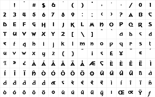 Breadline Regular Character Map Breadline Regular Character Map