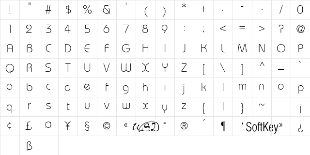 Brie Light Regular Character Map
