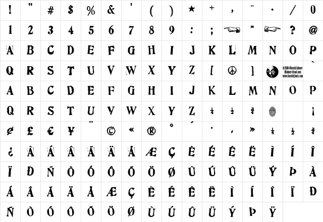 Artistamp Wet Jumbled Regular Character Map