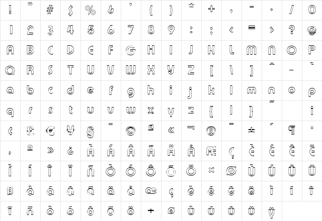 BrianBeckerOutline Bold Character Map