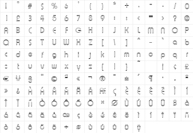 BrianBeckerOutline-Light Regular Character Map