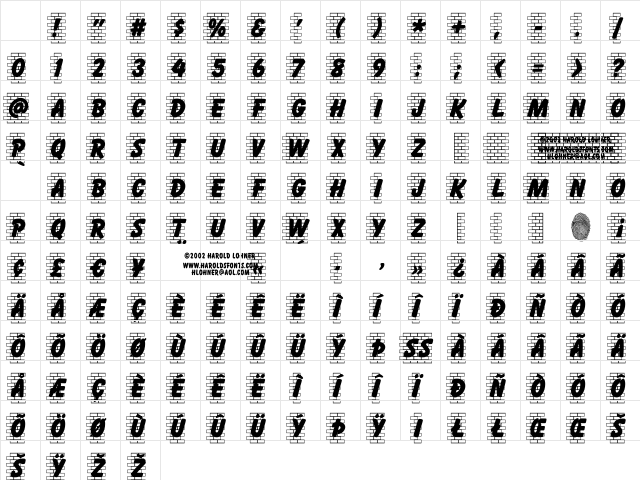 Brickletter Regular Character Map
