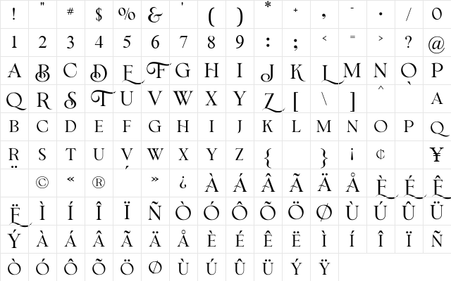 Bricktown Regular Character Map