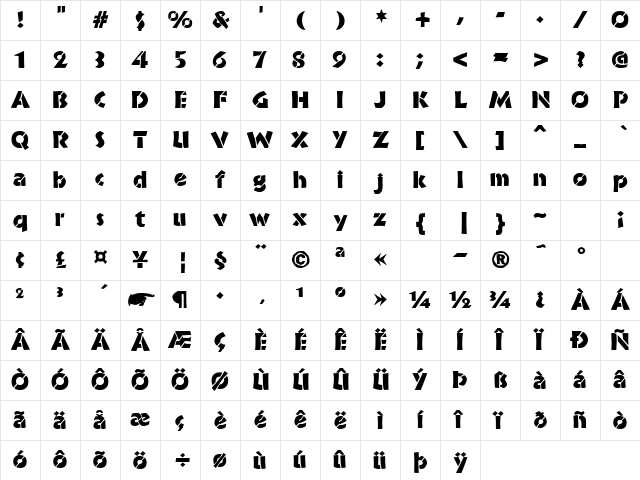 BrideOfTheMonster Stencil Character Map