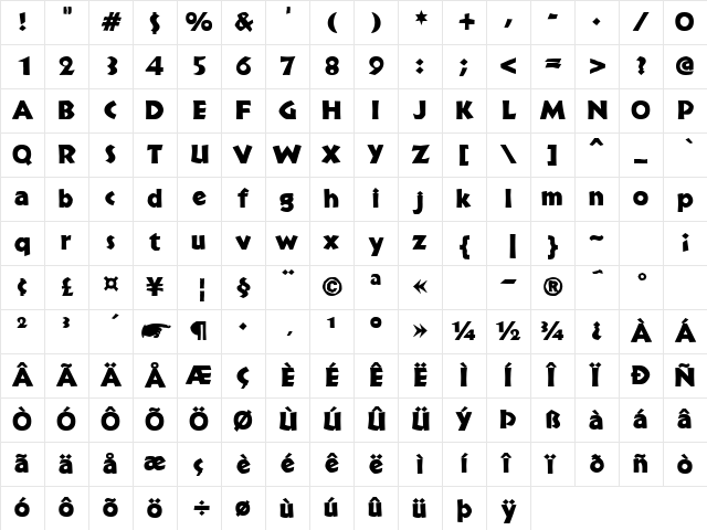 BrideOfTheMonster Regular Character Map