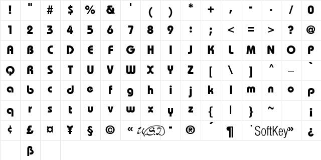 Brie Heavy Regular Character Map
