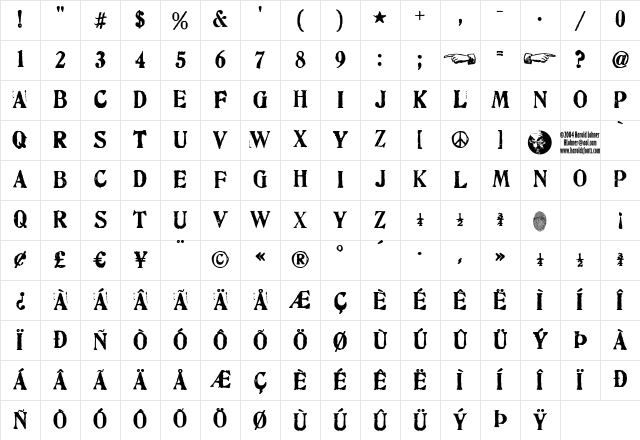 Artistamp Wet Regular Character Map