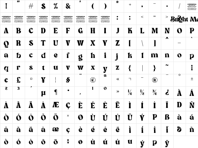 Bright Melody Personal Use Only Regular Character Map