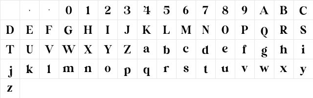 Britania Ligatura Regular Character Map