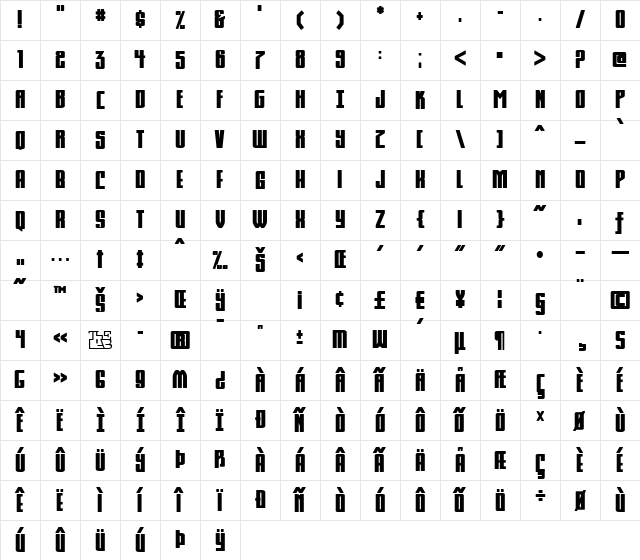 Komikahuna Regular Character Map