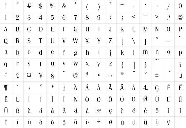 BritannicEFLight Regular Character Map