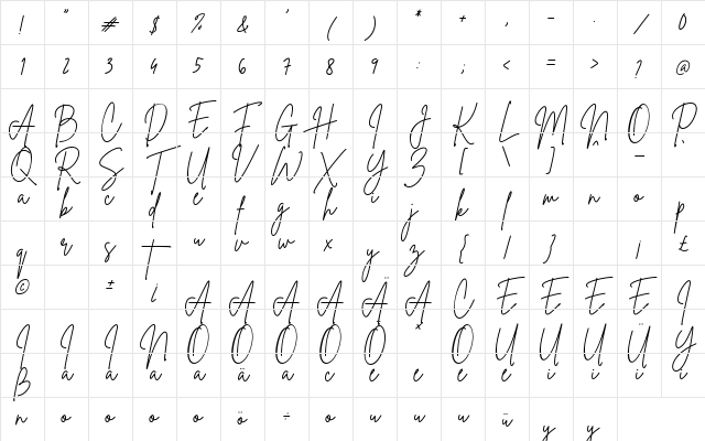 Brittany Signature Regular Character Map
