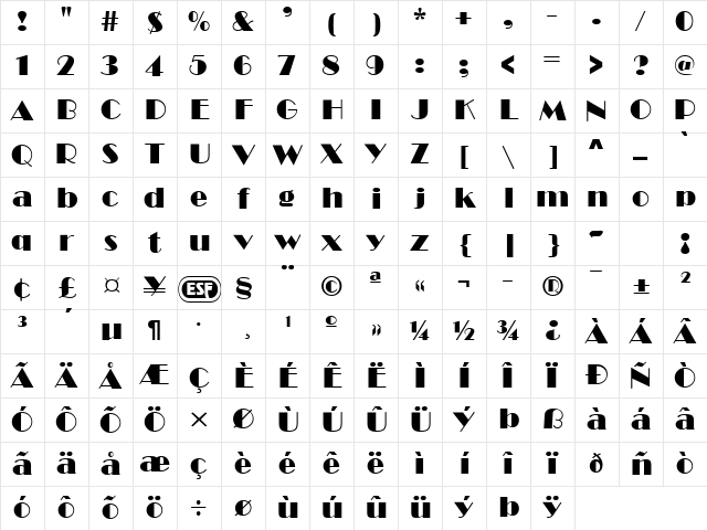Broad Avenue Normal Character Map