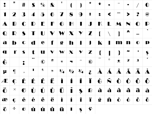 Broadway Normal Character Map