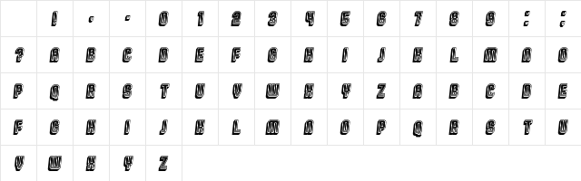 Broadway Gradient 3D Italic Character Map