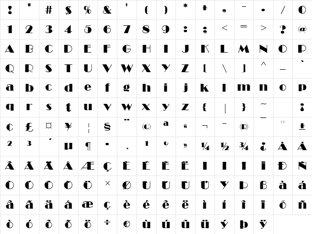 Broadway Becker Poster Regular Character Map