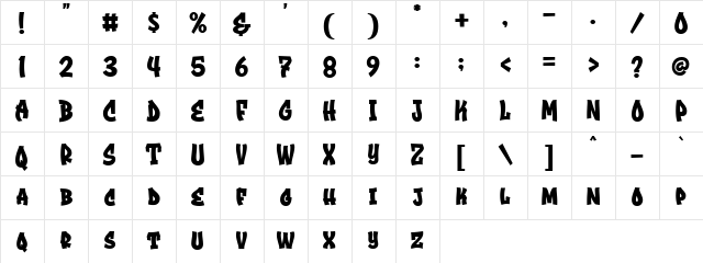 Brockers Regular Character Map Brockers Regular Character Map