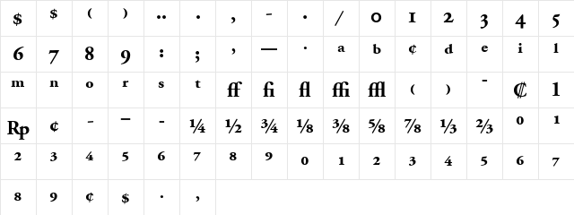 AGaramondExp Bold Regular Character Map AGaramondExp Bold Regular Character Map
