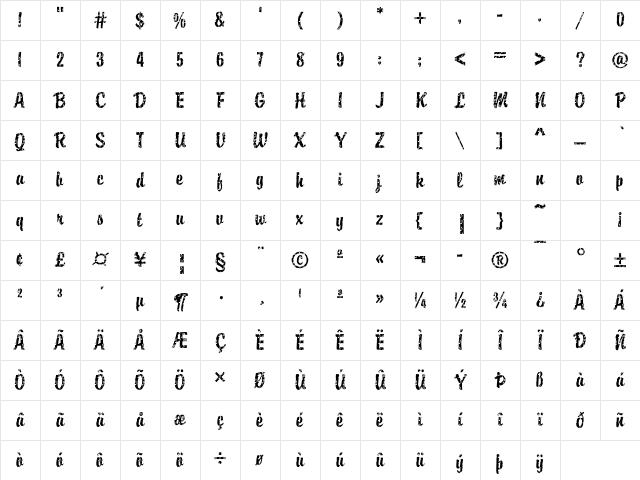 Brody37 Becker Regular Character Map Brody37 Becker Regular Character Map
