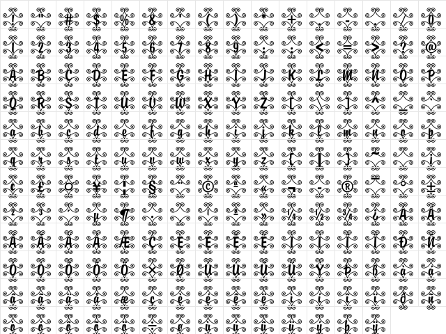Brody46 Becker Regular Character Map Brody46 Becker Regular Character Map