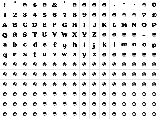 Broken Poster Regular Character Map