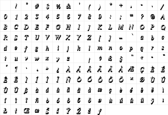 LifeTRegItaSh1 Regular Character Map