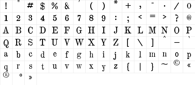 Brokgauz &amp; Efron Regular Character Map