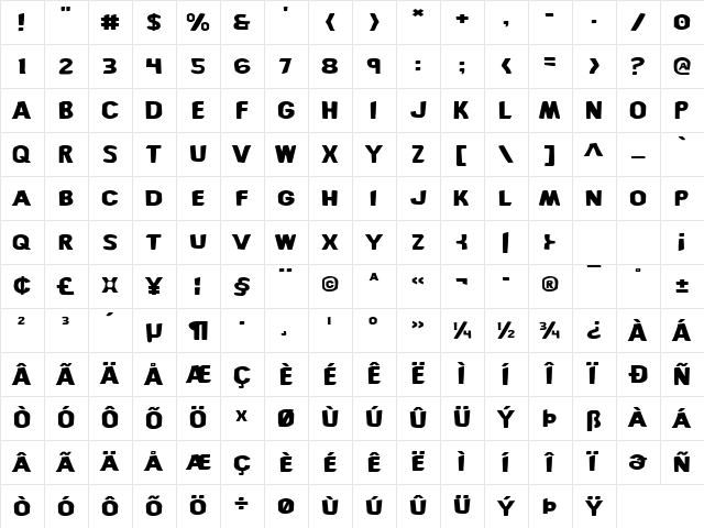 Bronic Expanded Expanded Character Map Bronic Expanded Expanded Character Map